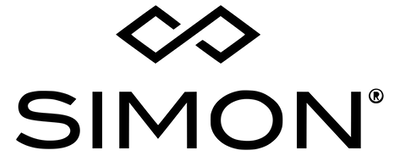 SIMON logo in black font with geometric shapes above the text.