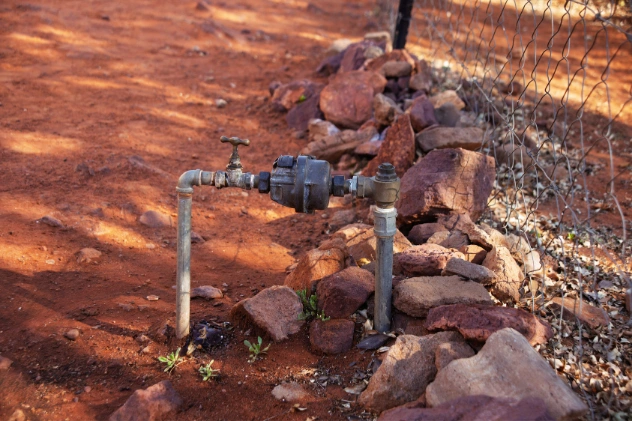 Backflow prevention device in need of repair to ensure water safety.