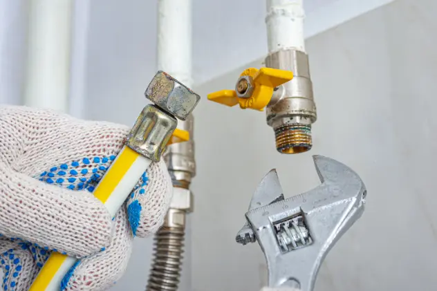 Gas line installation process with expert plumbing technician